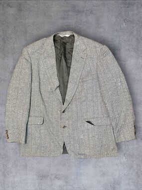 Vintage 80s Christian Brooks Gray Chevron Pattern Sz 50L Blazer